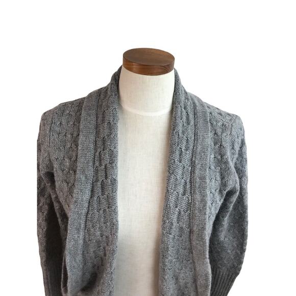 Brixon Ivy gray open Front knit Cardigan Sweater Angora Cashmere Blend Medium - Picture 2 of 9